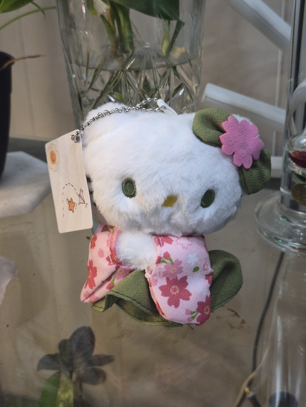 Plush Cherry Blossom Hello Kitty Keychain